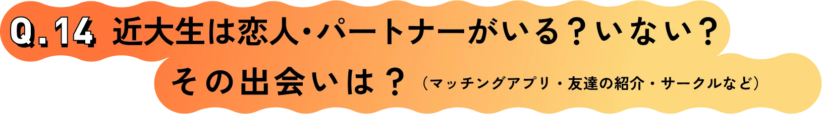 Q.14 近大生は恋人・パートナーがいる？いない？その出会いは？（マッチングアプリ・友達の紹介・サークルなど）
